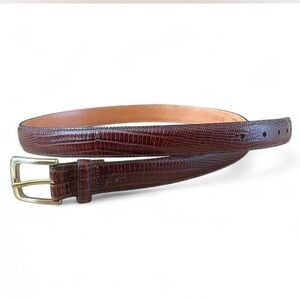 Brown Leather |Brighton| Belt with Alligator Embossed Pattern Size 36